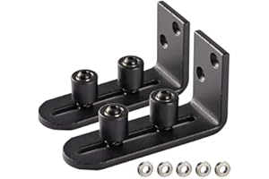 Ball Bearings Design!!!New Upgraded 2 Pcs Barn Guide for Doors!!! | Stay Roller Sliding Adjustable by SMARTSMITH | Unique Guide Flush with Floor | Durable Steel Frame (Black)