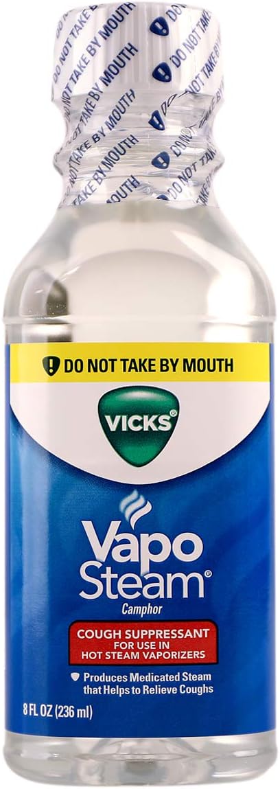 Vicks VapoSteam Medicated Liquid with Camphor, a Cough Suppressant, 8 Oz – VapoSteam Liquid Helps Relieve Coughing, for Use in Vicks Vaporizers and Humidifiers: Health & Personal Care