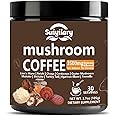 10 Mushroom Coffee with Arabica w, Lion's Mane, Reishi, Mushroom Polysaccharides & More, 3500mg(10:1) Extract Instant Mushrooms Powder for Focus, Immunity Boost, Memory & Clarity - 30 Servings