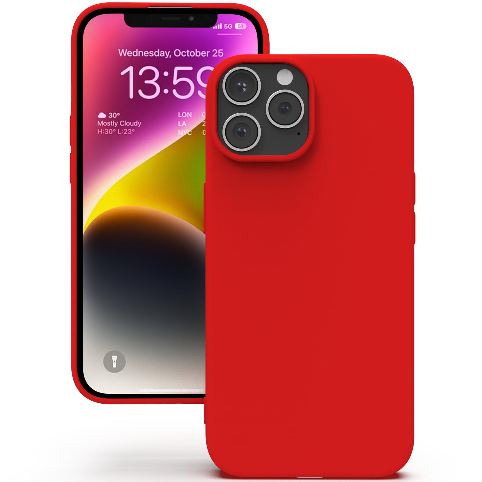 YATWIN Silicone Case for iPhone 13 Pro Max, Soft-Touch, Shockproof, DustProof, Antiskid Full Body Armour Phone Cover for Apple iPhone 13 Pro Max - Red — image 1