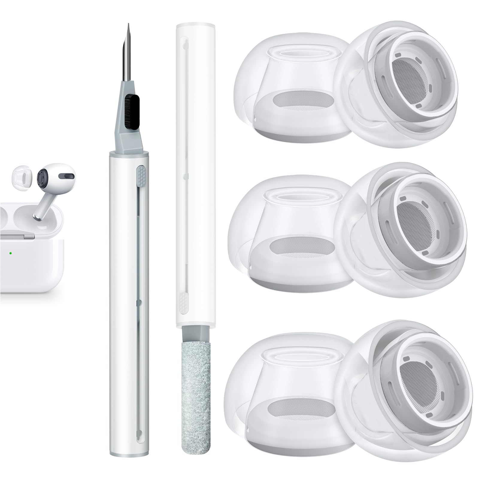 3 Pairs Replacement Ear Tips for AirPods Pro 2nd & 1st(S/M/L, Clear)