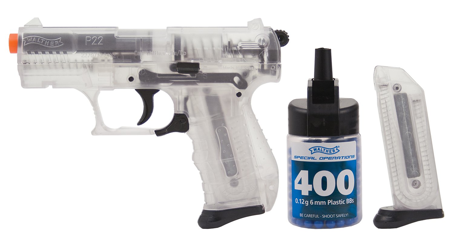 Photo 1 of Elite Force Walther P22 Spring Powered 6mm BB Pistol Airsoft Gun, Clear