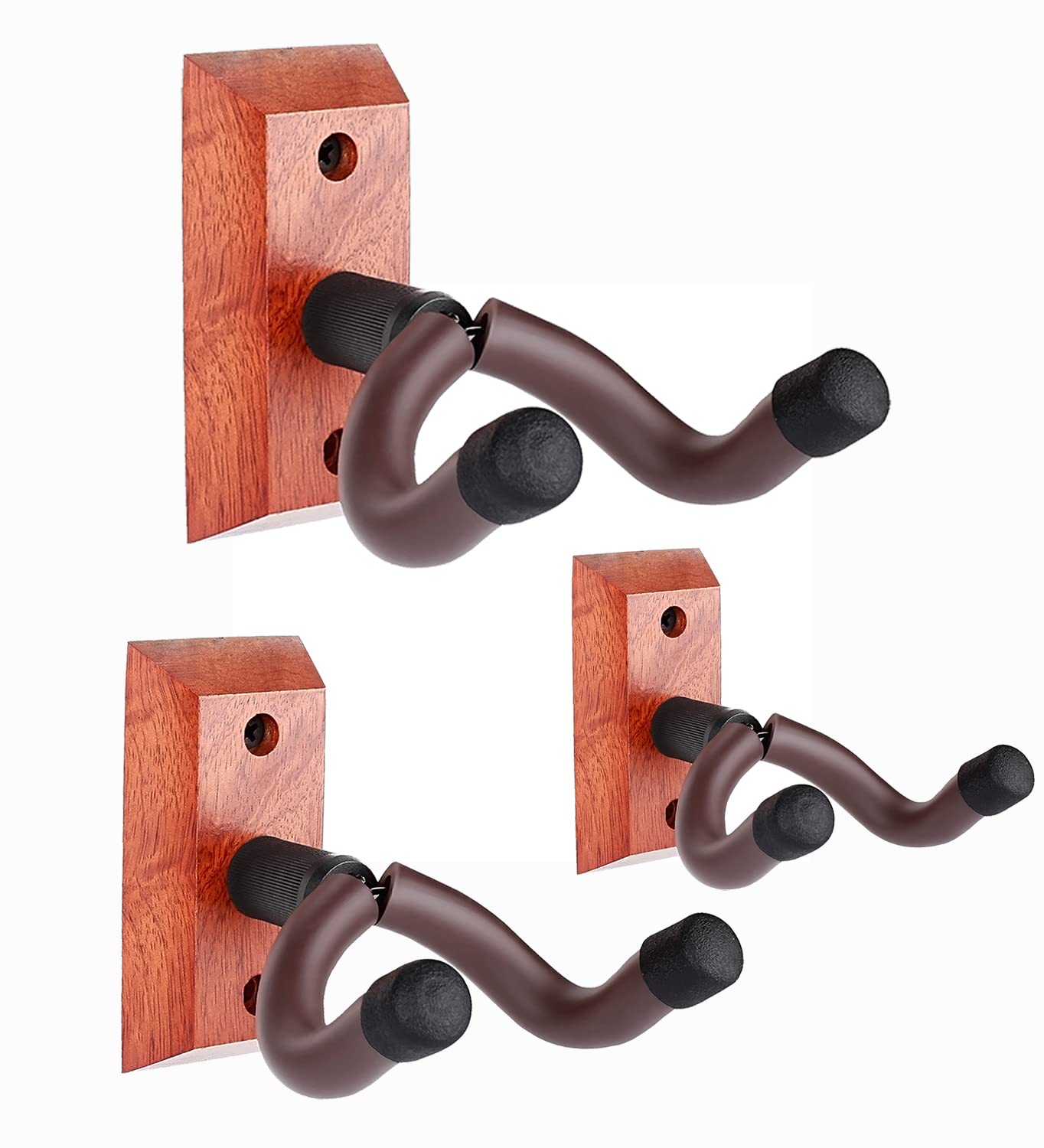 HilerPunk Guitar Wall Mount,3-Pack, Wood Guitar Ukulele Wall Hangers,Hooks,Holders,Stands,Guitar Accessories for Acoustic Electric Bass Guitar Ukulele Banjo Mandolin