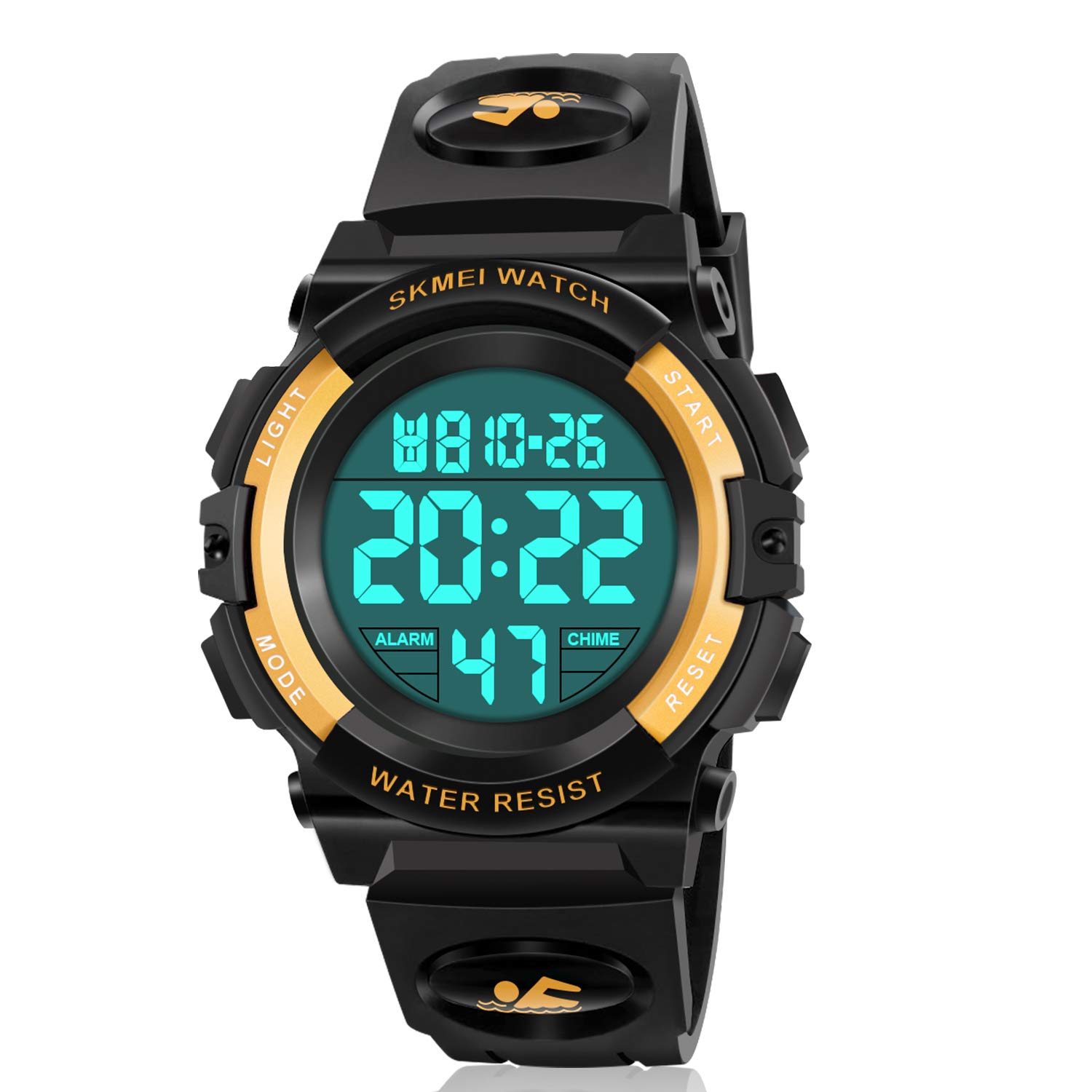 ATIMO LED 50M Waterproof Kids Digital Sport Watch - Kids Gifts, Gold, Chronograph,Digital