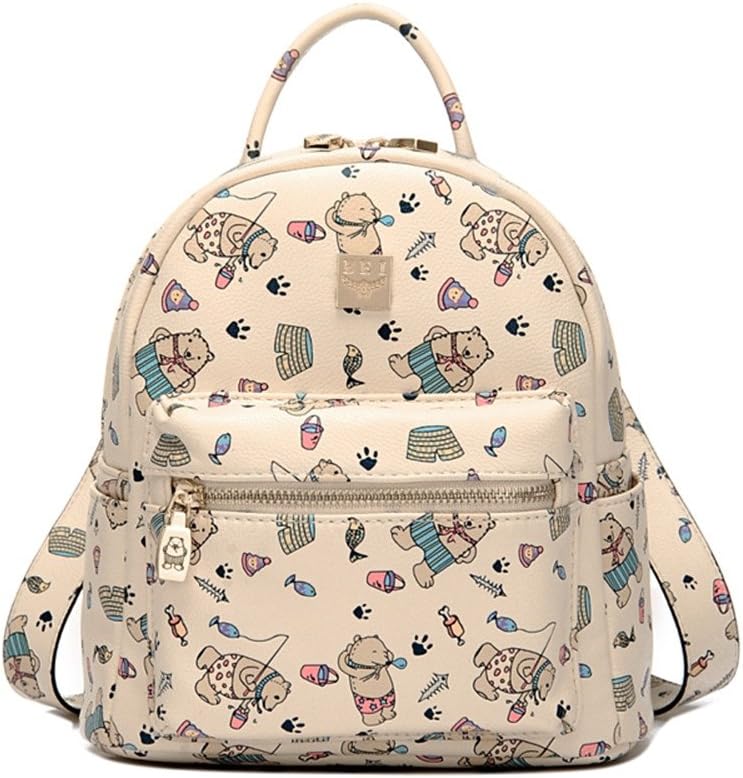 Otomoll fashion Korean Backpacks Fashion Leather Women Shoulder Bag Printing Pattern Small Backpack Rucksack Girls School Bags