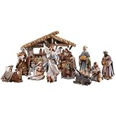 Bethlehem Nights Christmas Nativity Scene Figurines with Creche, 12 Piece Set