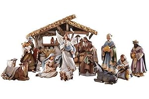 CHRISTIAN BRANDS Avalon Gallery Nativity Sets for Christmas - Indoor Bethlehem Nights Nativity Scene, 12-Piece, Full Set with Stable