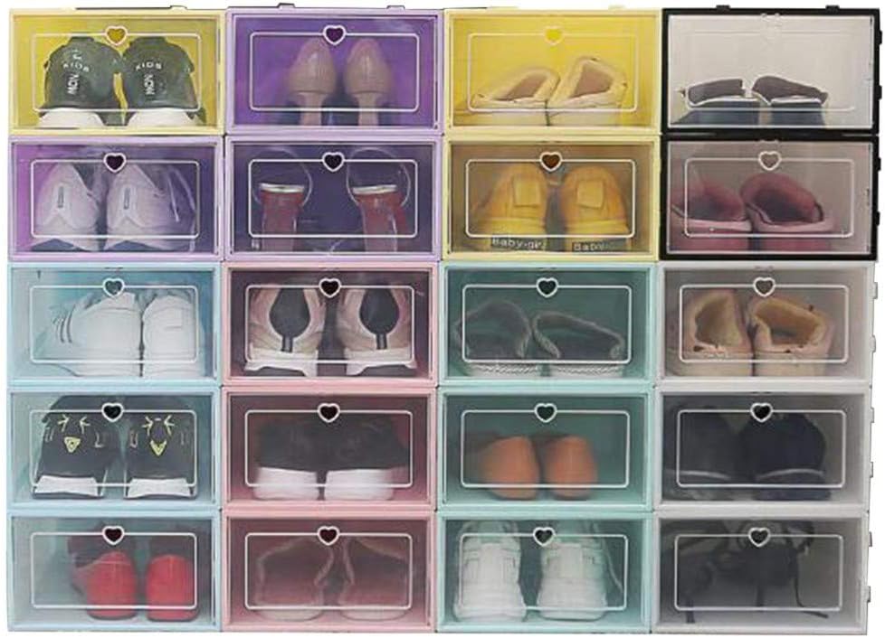 UNSHOU Foldable Clear Shoes Storage Box Plastic Stackable Clear Shoe Storage Box Storage Bins Shoe Container Organizer, 1 Pack