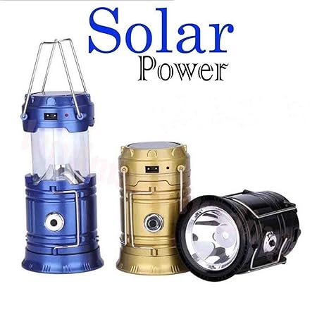 VOLTAC 6 LED Solar Power Camping Lantern Light Rechargable Collapsible Night Light Waterproof Outdoor Super Bright Hiking Flashlight (Color May Vary)
