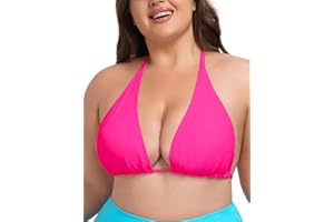 Ocean Blues Women's Plus Size Triangle Bikini Top Halter Bathing Suit Top
