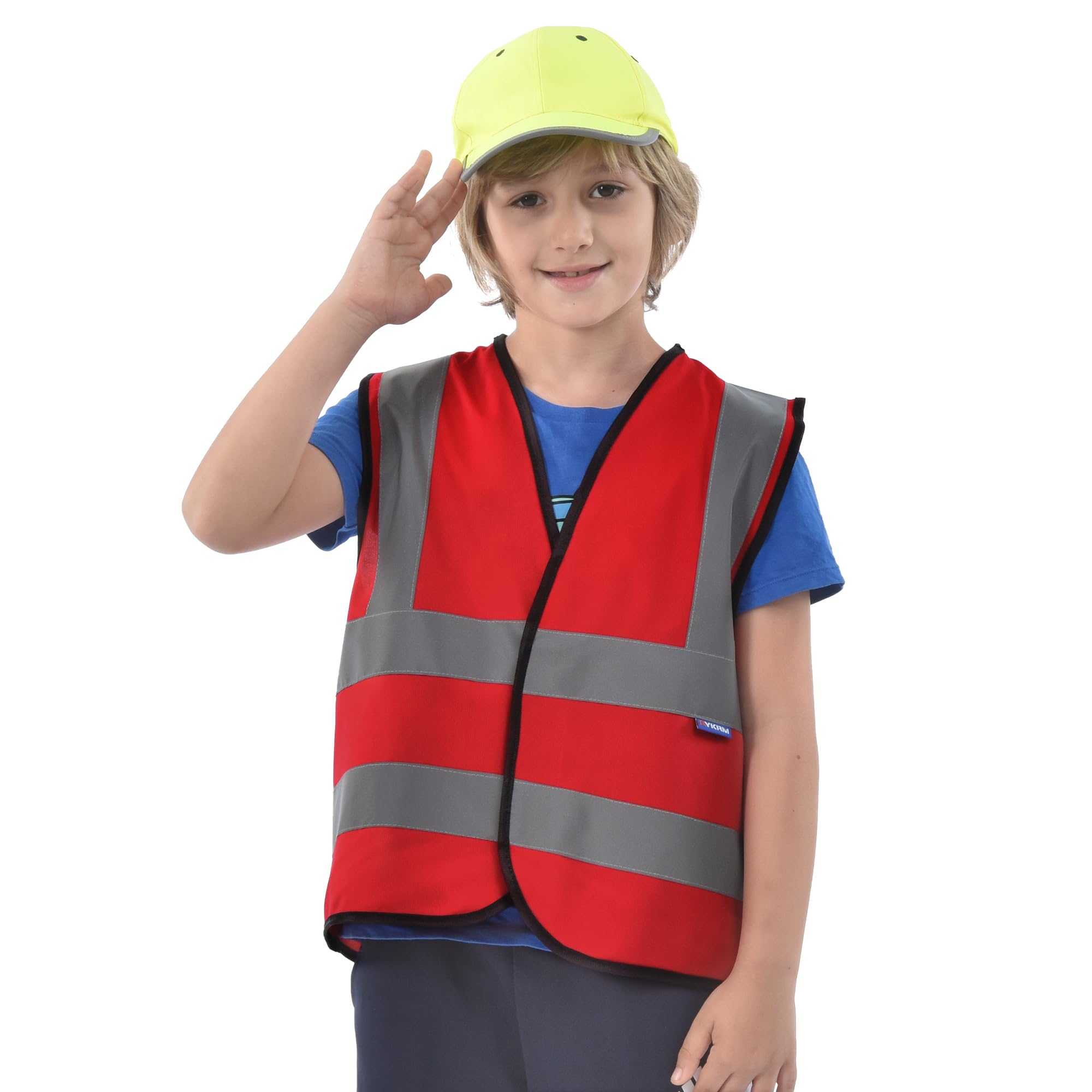 AYKRM Red Child's High Vis Reflective Safety Vest - High Visibility Waistcoat 10-14Y