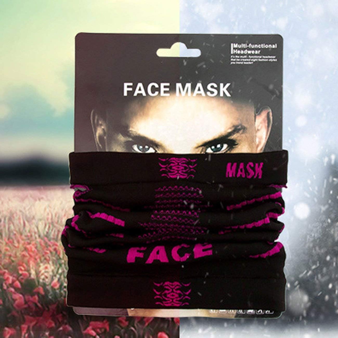 JIUY Fashionable Outdoor Skiing Bike Bicycle Cycling Neck Face Mask Half Face Sport Headband Military Game Face Masks(Black & Pink)