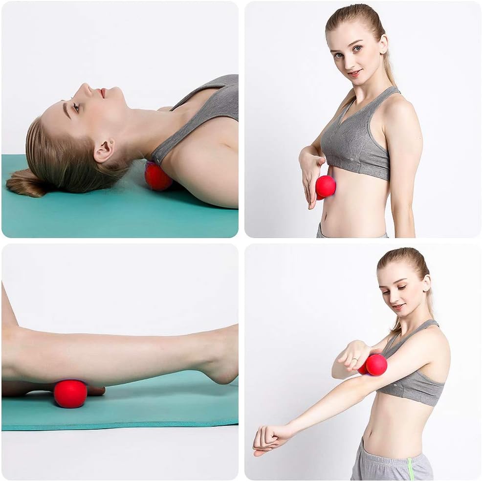 WOVTE Massage Lacrosse Ball for Sore Muscles, Shoulders, Neck, Back, Foot, Body, Deep Tissue, Trigger Point, Muscle Knots, Yoga and Myofascial Release (Red): Health & Personal Care