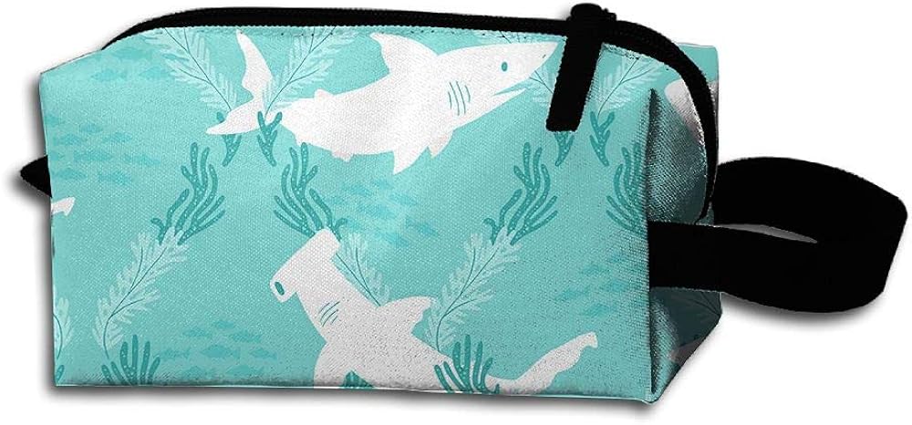Makeup Cosmetic Bag Cool Shark Attack Artwork Medicine Bag Zip Travel Portable Storage Pouch For Mens Womens