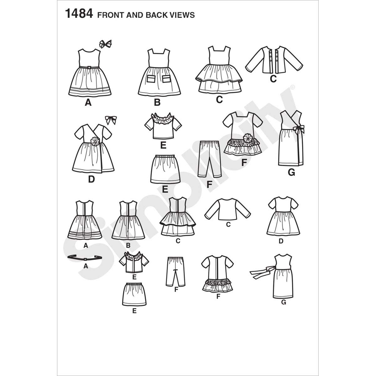 Simplicity 1484 Doll Clothes Sewing Patterns for 18'' Dolls