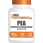 BulkSupplements.com Palmitoylethanolamide Capsules - Pea Supplement, Palmitoylethanolamide 600mg for Immmune Support - Gluten Free, 1 Capsule per Serving, 180 Capsules (Pack of 1)