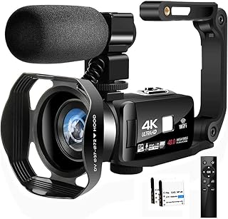 Camcorder Videokamera Full HD Camcorder 4K 48.0MP IR Nachtsicht Vlogging Kamera für YouTube 3.0" Touchscreen Camcorder mit Mikrofon und Handstabilisator