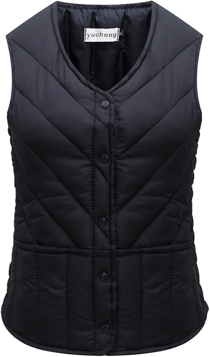 Women's Puffer Vest , Vneck Short Lightweight Sleeveless Winter Coats