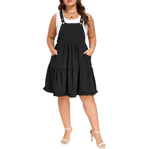 ladies cord pinafore dress Corduroy V-Neck Buttoned Pinafore Dress