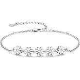 Palpitate Daisy Bracelet Sterling Silver Dainty Jewelry Non Tarnish for Women Mom Mothers Her Daisy Gift on Birthday Anniversary Christmas