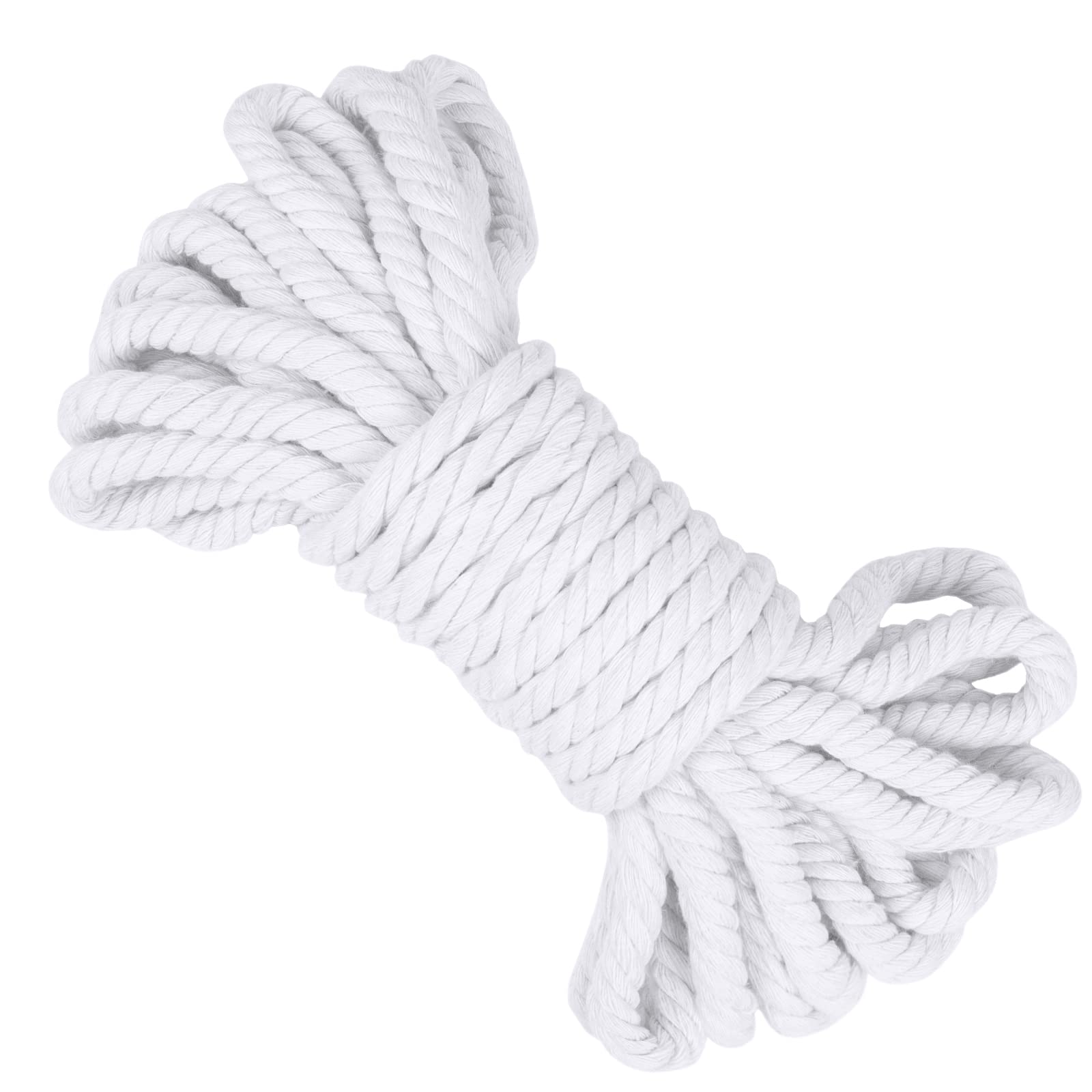 LEREATI 10mm Macrame Cord 10m Thick Macrame Rope Soft Cotton Rope, Natural Cotton Twine String for Macrame Plant Hanger, Wall Hanging, Knitting, DIY Crafts, Gardening, Decoration (White) — image 1