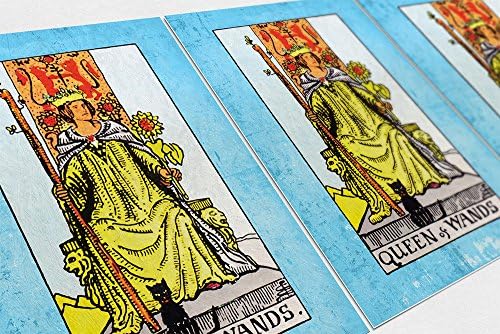 Tarot Print The Queen of Wands Retro Illustration Art Rider Print Vintage Giclee on Cotton Canvas or Paper Canvas Poster Wall Decor