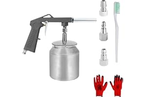 HAQQI Pneumatic Spray Gun with 750ml Suction Feed Cup, 30‑120psi Pneumatic Spray Gun Apply Truck Bed Liner, Pneumatic Automot