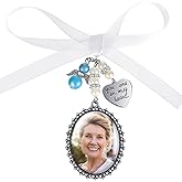 Hicarer Wedding Bouquet Photo Charms for Memory Bridal Angel Lacy Oval Wedding Charms for Bouquet You Are Always in My Heart Charm for Bridal Party Gifts