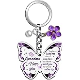 Yaxkvapu Grandma Keychain Best Grandmas Ever Gifts Grandma Birthday Gifts from Granddaughter Grandson Valentines Day Mothers Day Gift for Grandmother Butterfly Gift for Grandmas Women