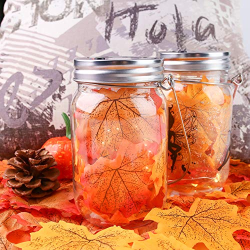 BigOtters Give Thanks Banner, 1PCS Give Thanks Garland for Thanksgiving Decor with Turkey Pumpkin Sign and 120PCS Maple Leaves for Fall Autumn Mantel Dinner Table Decor Party Supply Home Wall Hanging