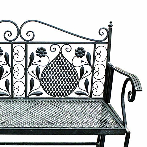 LINDER Gartenbank 107cm 2-Sitzer Antik Design Eisenbank Parkbank Sitzbank Gartenmöbel – Bild 3