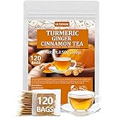 120 Premium Turmeric, Ginger, Cinnamon Blend Tea Bags, 100% Natural & No Additives & Caffeine Free.