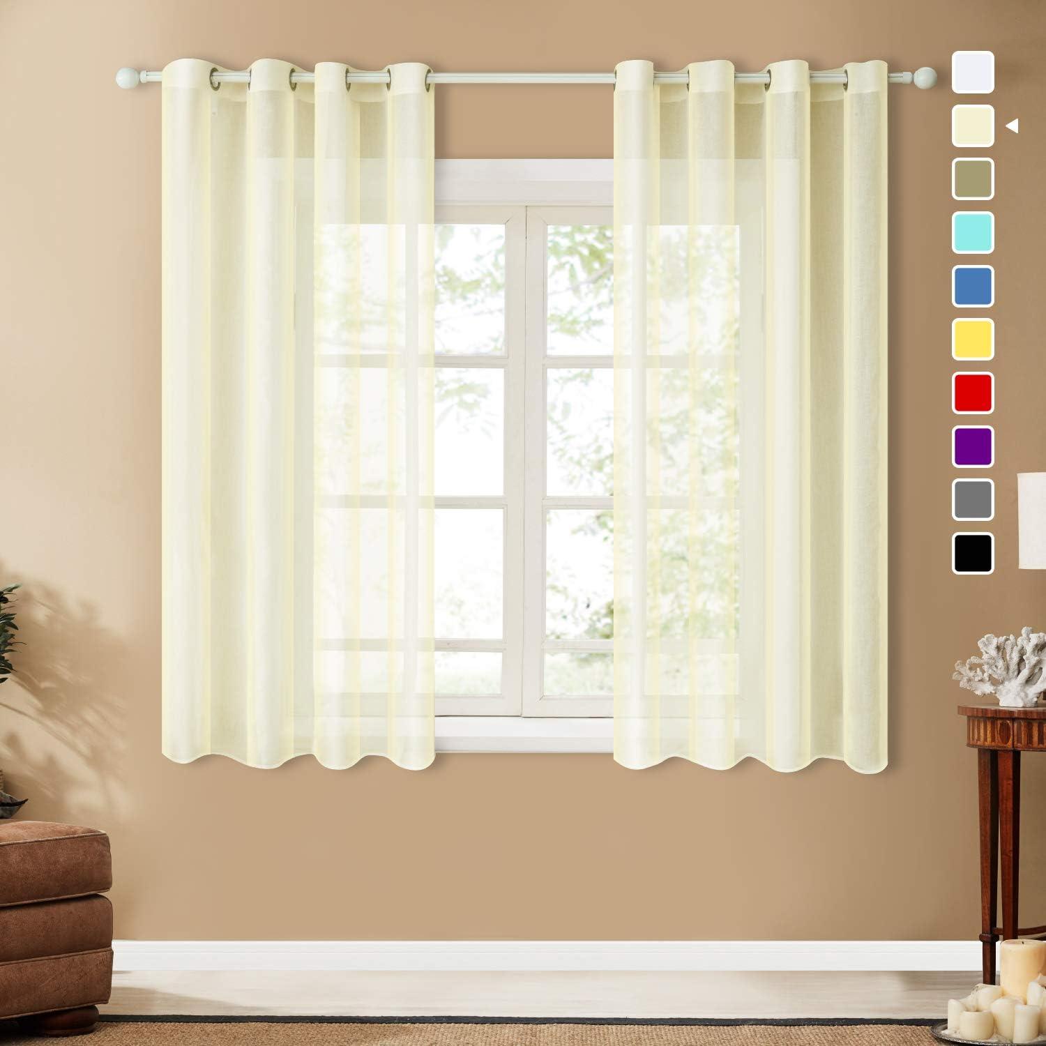 Amazon Com Top Finel Light Yellow Grommet Sheer Curtains 54 Inch
