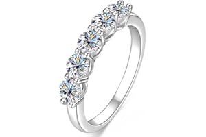 PROSTORY 5-Stone Moissanite Engagement Ring, 1.5cttw D Color VVS1 Clarity, 14K Gold Filled 5 Stone Anniversary Rings for Wome