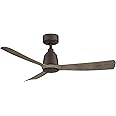 Fanimation Kute 3 Blade Ceiling Fan with Light Kit 44 Inches Wide with Matte Greige Finish and Weathered Wood Blades