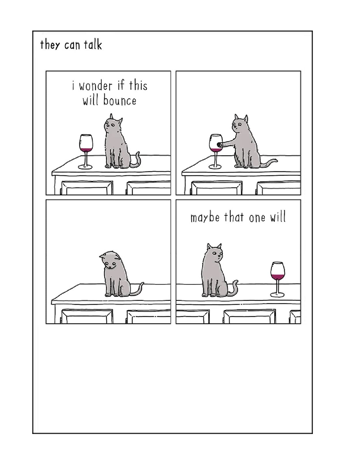 Blank/Birthday Card (WDM411465) - Will It Bounce? - Humorous Cat - 'They Can Talk' Range.