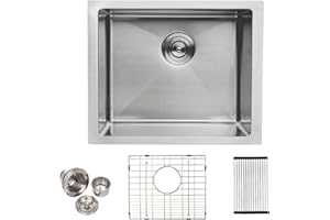 Lordear Undermount Kitchen Sinks 23 inch Small Undermount Bar Sink,16-Gauge Stainless Steel Single Bowl Bar Prep Kitchen Sink One Basin 23x18x10 Inch Handmade