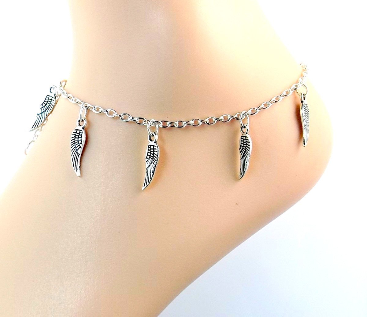 Angel Wings Anklet Ankle Bracelet Loss Memorial Sizes 8