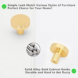 HANIHUA 30 Pack Gold Cabinet Knobs Brushed Brass