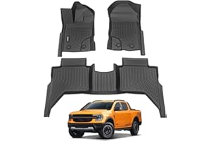 ANBINGO®Fit for Ford Ranger Floor Mats 2024-2019 (SuperCrew Cab), Car Mats for Ford Ranger All Weather Mat for Ranger Ford TPE Car Matt Rugs Ranger Rubber Trunk Carpet for Ranger