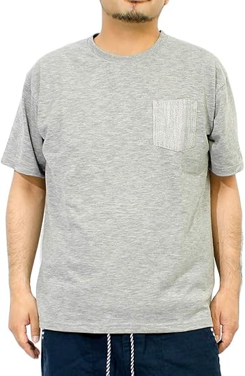Amazon Tシャツ メンズ 半袖 汗染み軽減 消臭 抗菌 ポケット付き 無地 クルーネック カットソー M グレー Tシャツ カットソー 通販