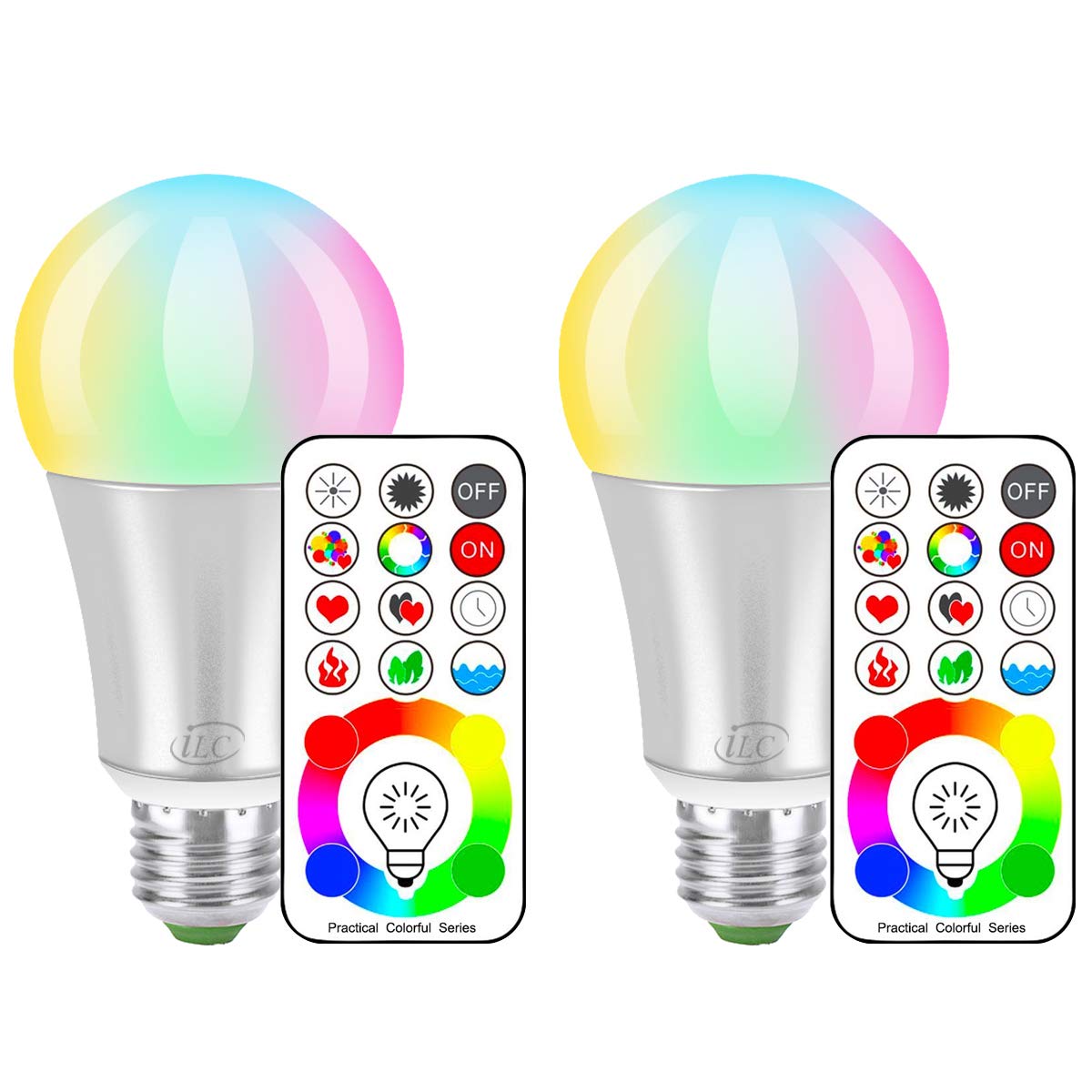 iLC LED Color Changing Light Bulb with Remote Control RGBW 120