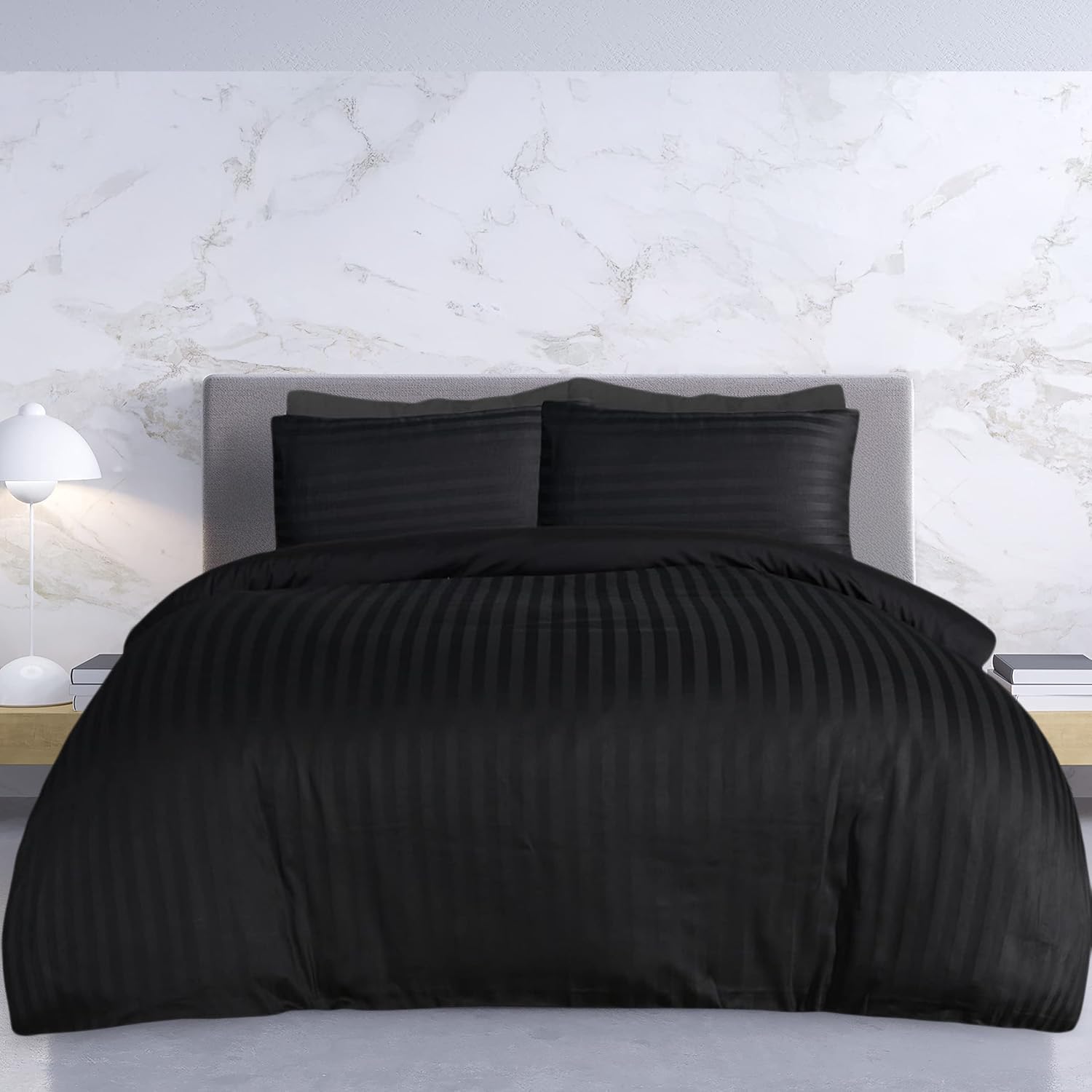 Sleepdown Duvet Cover Set, Black, Double