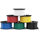NAOEVO 12 Gauge Wire 60ft, 12 AWG Wire 6 Colors 10ft Each Spool, Flexible Silicone Tinned Copper Electrical Cable, Wiring kit for Breadboard/Automotive/DIY/Battery, 200℃
