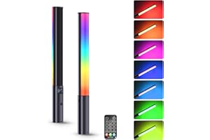 LUXCEO RGB LED Video Light Wand, Handheld Photography Light Stick with Remote Control, Dimmable 2500K-6500K CRI97+ Full-Color LED Light with 2500mAh Built-in Battery, 12 Light Scenes