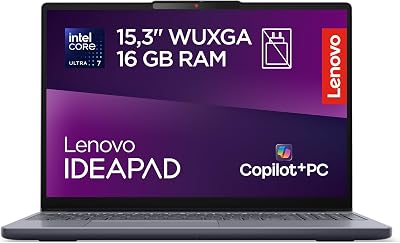 IdeaPad Slim 3 Gen 11 – Ordenador Portátil 15.3" WUXGA (Intel Core Ultra 7 355, Copilot+ PC, 16 GB RAM, 1 TB SSD, Wi-Fi 6, USB-C, Windows 11 Home) Teclado QWERTY Español - Gris Luna