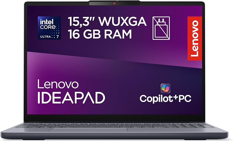 IdeaPad Slim 3 Gen 11 – Portátil WUXGA de 15,3" (Intel Core Ultra 7 355, Copilot+ PC, 16 GB RAM, 1 TB SSD, Wi-Fi 6, USB-C, Windows 11 Home) Teclado QWERTY em espanhol - Cinzento Lua
