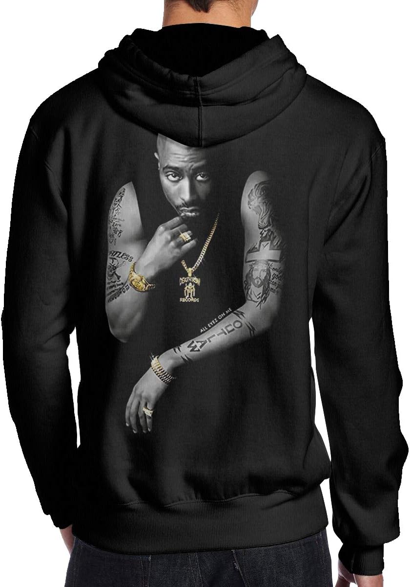 TammyRLewis Men's 2Pac Death Row All Eyes On Me Cool Casual Long Sleeve Hoodie Sweatshirt Hip Hop Pullover Black