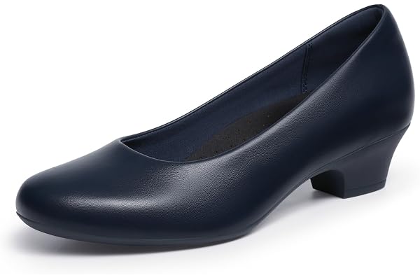 DREAM PAIRS Women's Dress Shoes Low Block Heels Pumps with Arch Support Comfortable Slip on Work Office Shoes