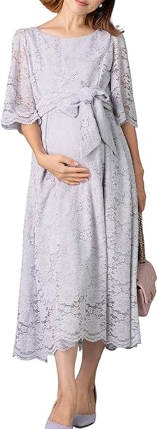 Amazon Co Jp Sweet Mommy マタニティワンピース 授乳服 総レース ロングドレス フォーマル 結婚式 Aタイプ 総レース ネイビー M 服 ファッション小物
